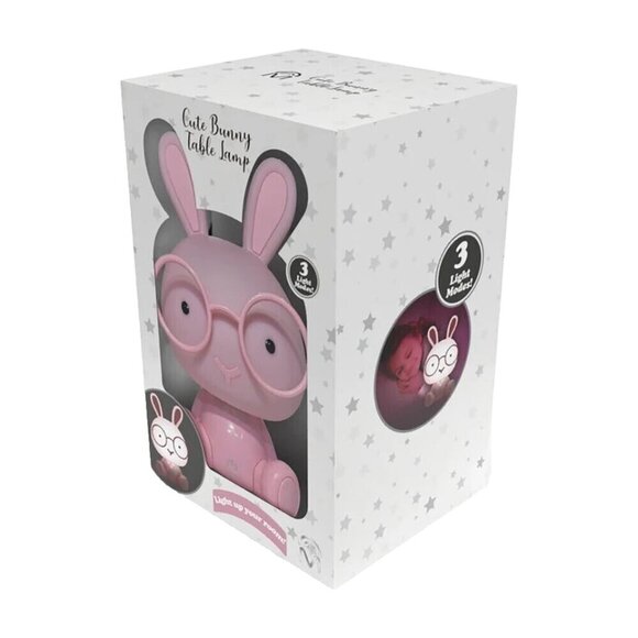 NEW Cute Pink Bunny with Glasses Table Lamp for Kids Room or Nursery - Picture 2 of 3